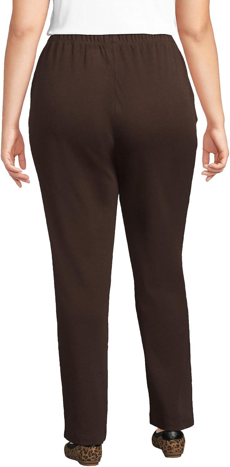 imageLands End Womens Relaxed Fit Sport Knit High Rise Pants Soft Cotton PullOn with Elastic WaistRich Coffee