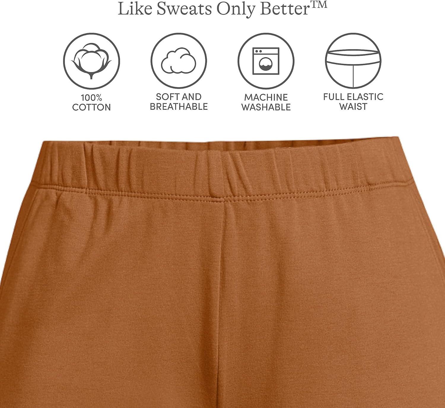 imageLands End Womens Relaxed Fit Sport Knit High Rise Pants Soft Cotton PullOn with Elastic WaistRusset Brown