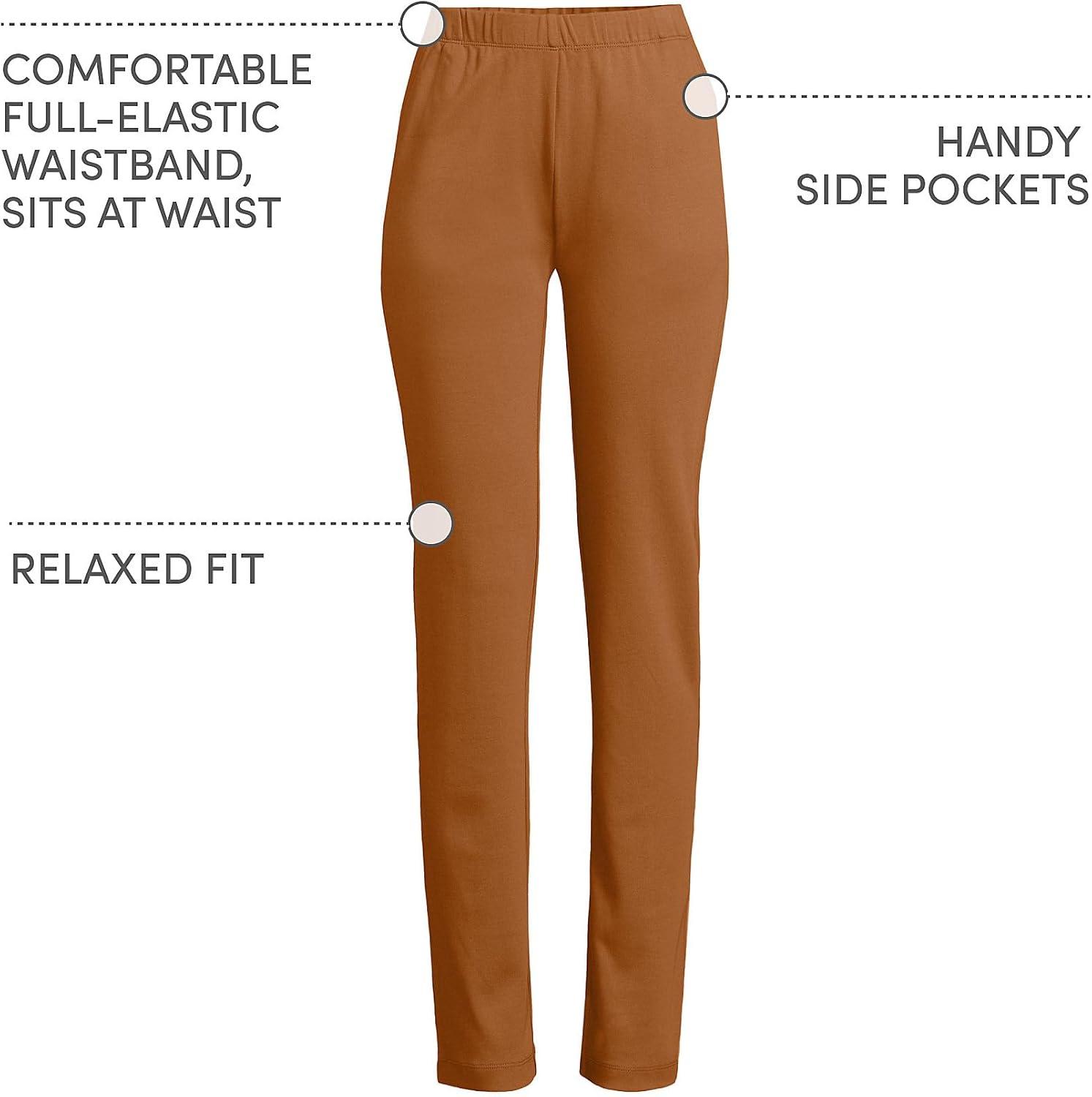 imageLands End Womens Relaxed Fit Sport Knit High Rise Pants Soft Cotton PullOn with Elastic WaistRusset Brown