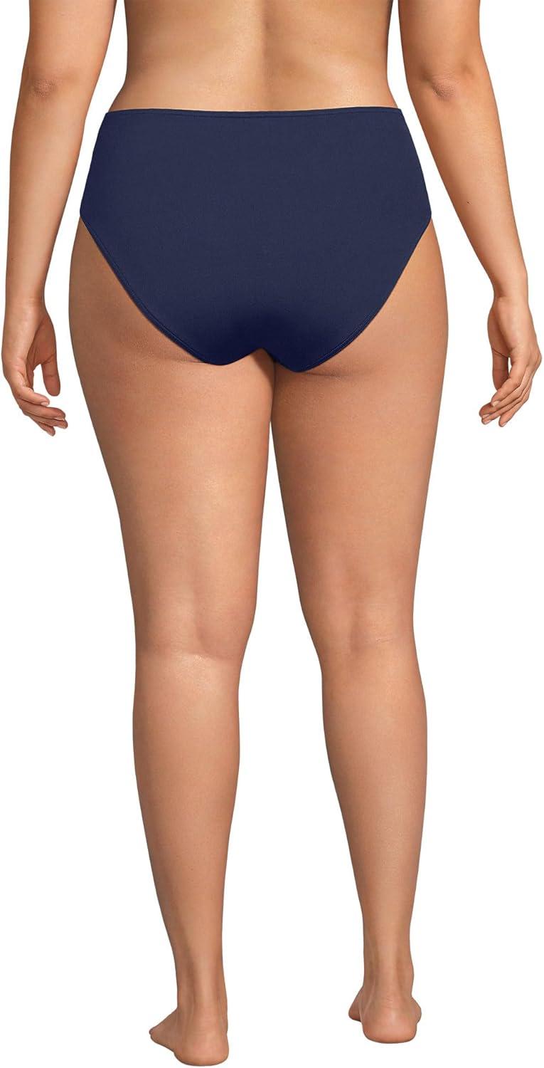 imageLands End Womens Seamed High Waisted Bikini BottomsDeep Sea NavyWhite
