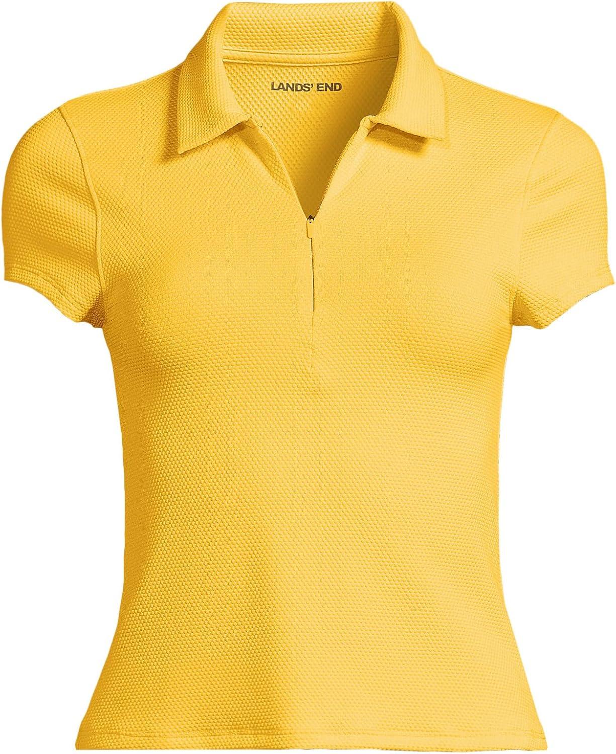 imageLands End Womens Short Sleeve Pique Johnny Collar UPF 50 Rash GuardBright Lemon