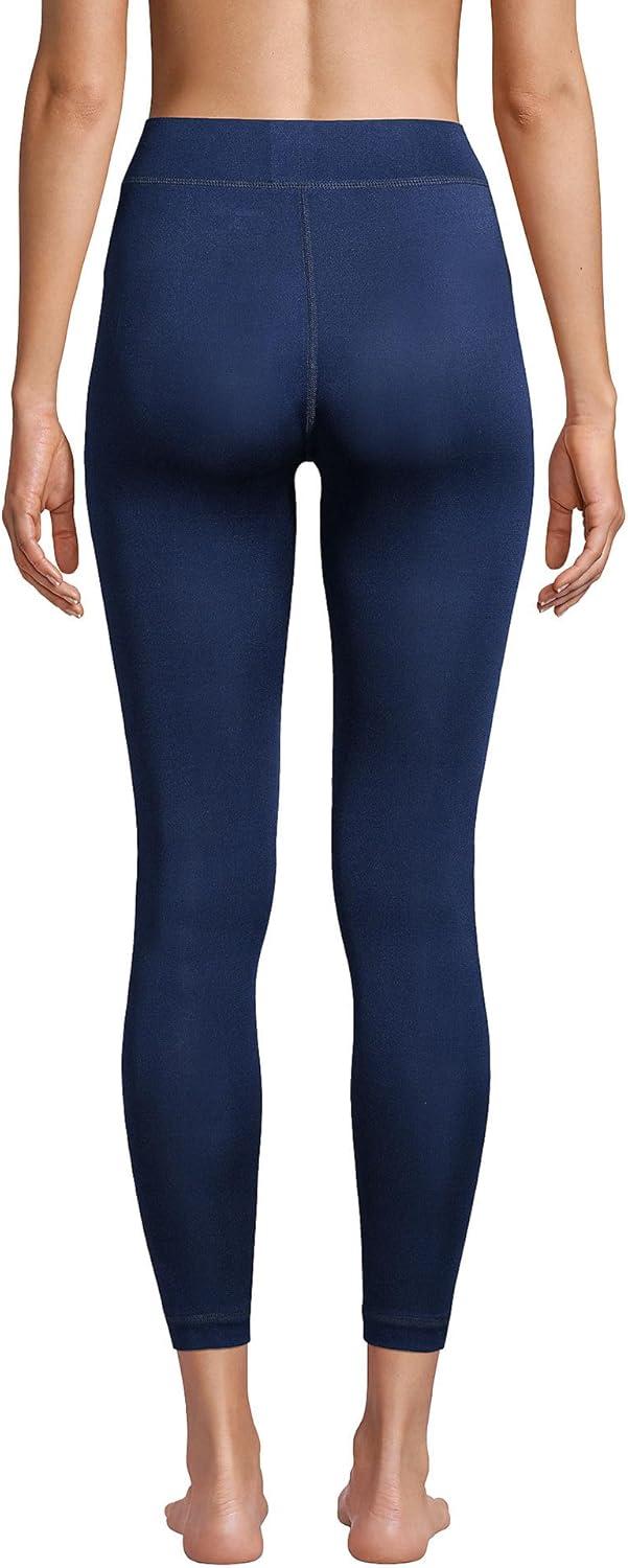 imageLands End Womens Silk Interlock Long Underwear Leggings PantsDeep Sea Navy