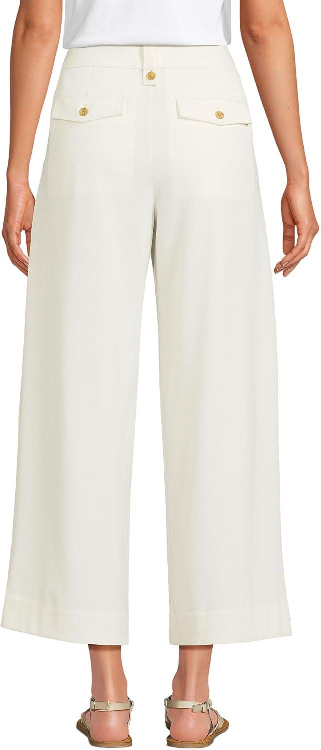 imageLands End Womens Soft Polish High Rise Wide Leg Crop PantsIvory