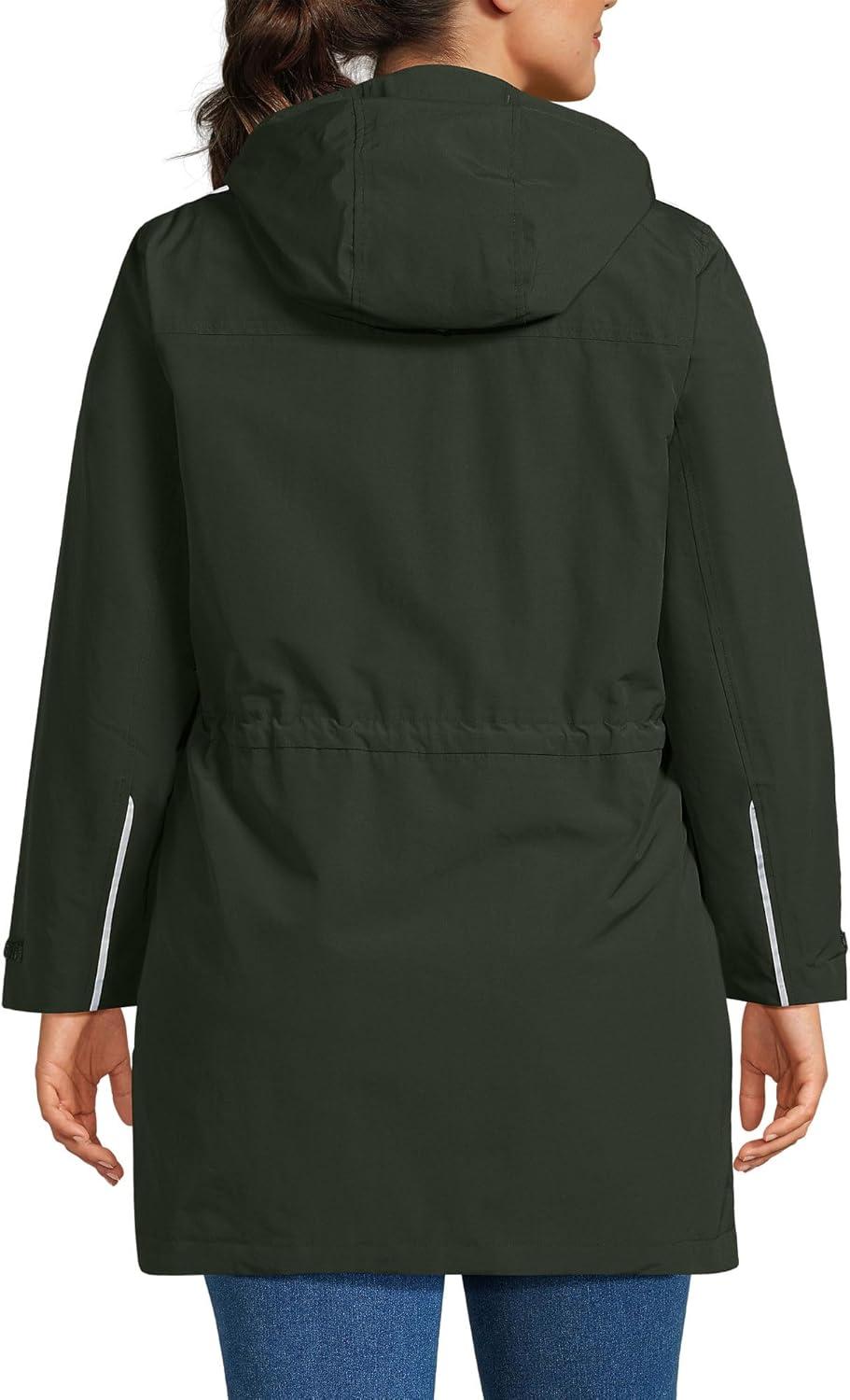 imageLands End Womens Squall Waterproof Hooded RaincoatDarkest Olive