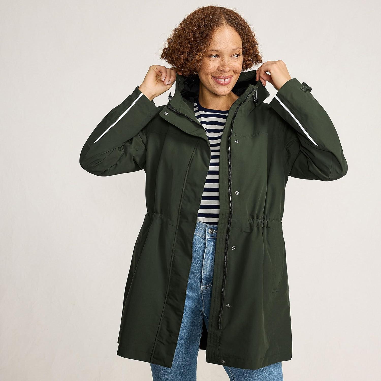 imageLands End Womens Squall Waterproof Hooded RaincoatDarkest Olive