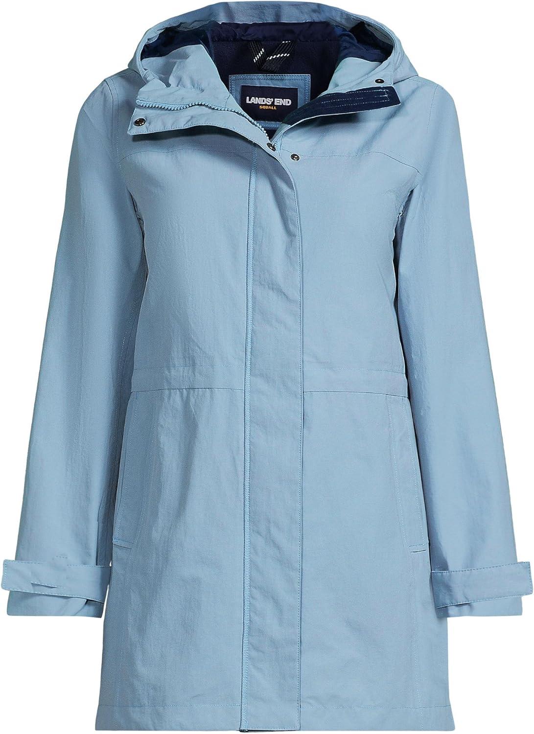 imageLands End Womens Squall Waterproof Hooded RaincoatPale Slate Blue