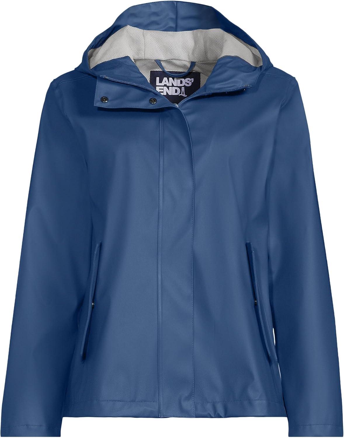 imageLands End Womens Squall Waterproof Rain Slicker JacketLight Indigo Blue