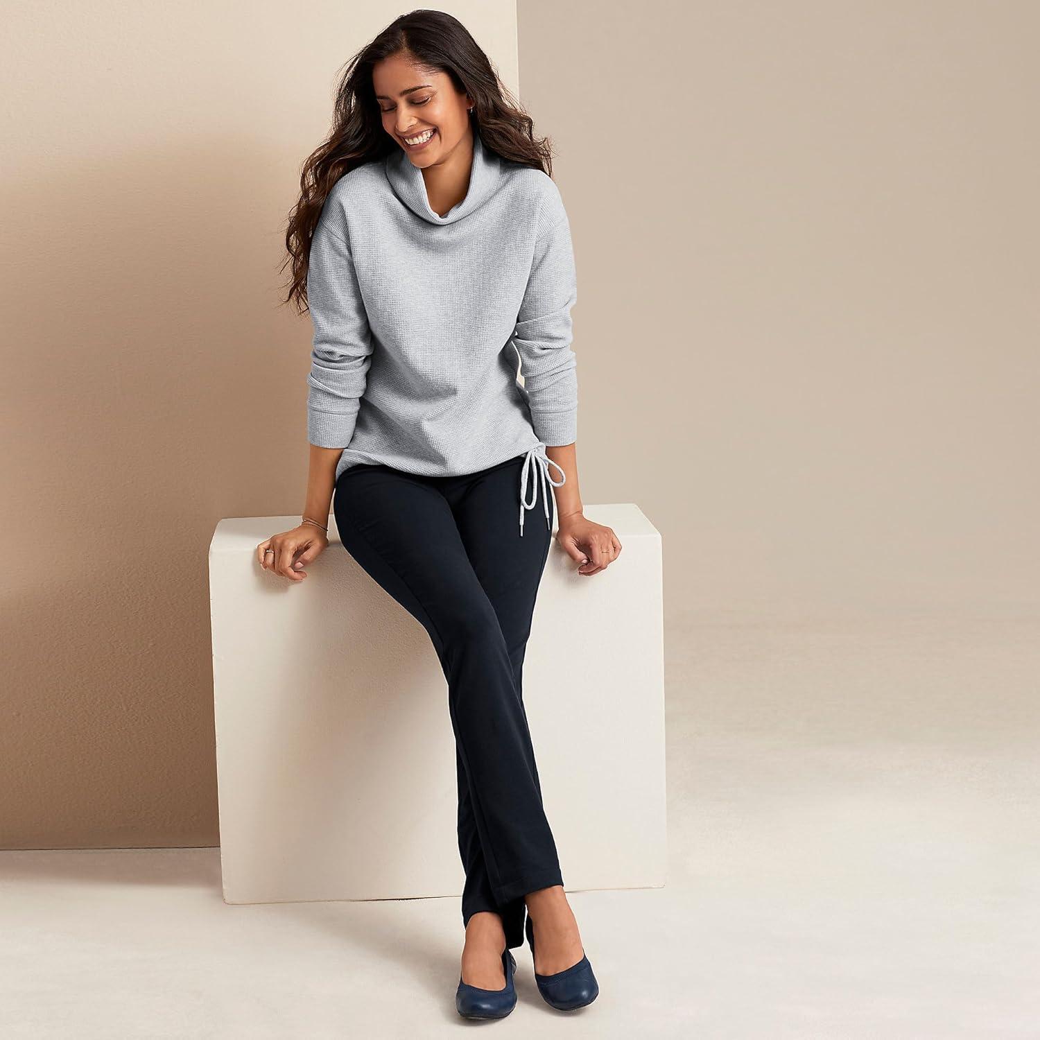 imageLands End Womens Starfish Mid Rise Slim Leg PantsDeep Sea Navy