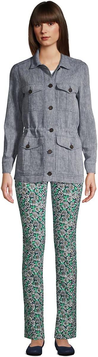 imageLands End Womens Starfish Mid Rise Slim Leg PantsDeep Sea Navy Dotted Floral