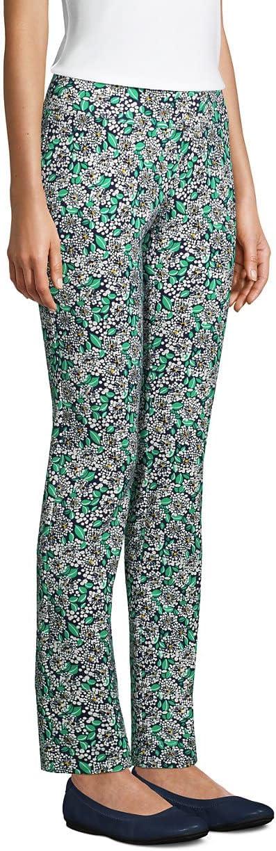 imageLands End Womens Starfish Mid Rise Slim Leg PantsDeep Sea Navy Dotted Floral