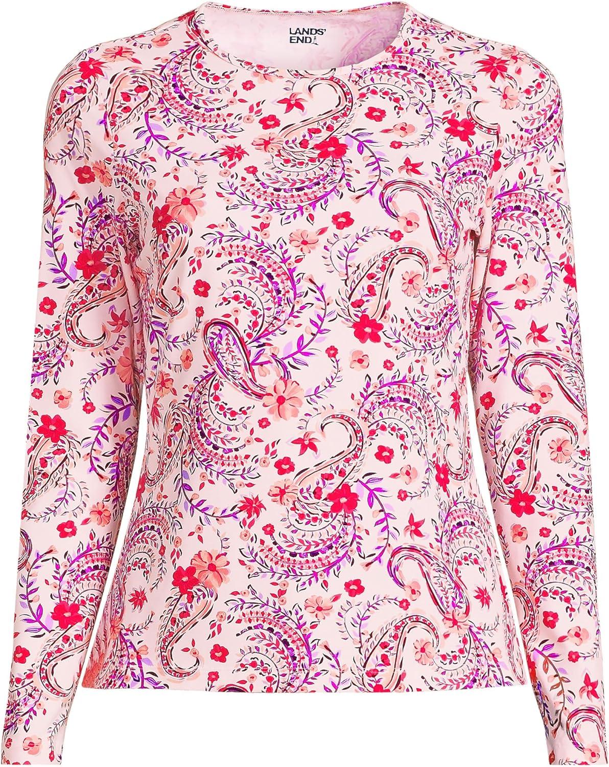 imageLands End Womens Sunshade UPF 50 Long Sleeve Relaxed Rash GuardWood Lily Multi Floral Paisley