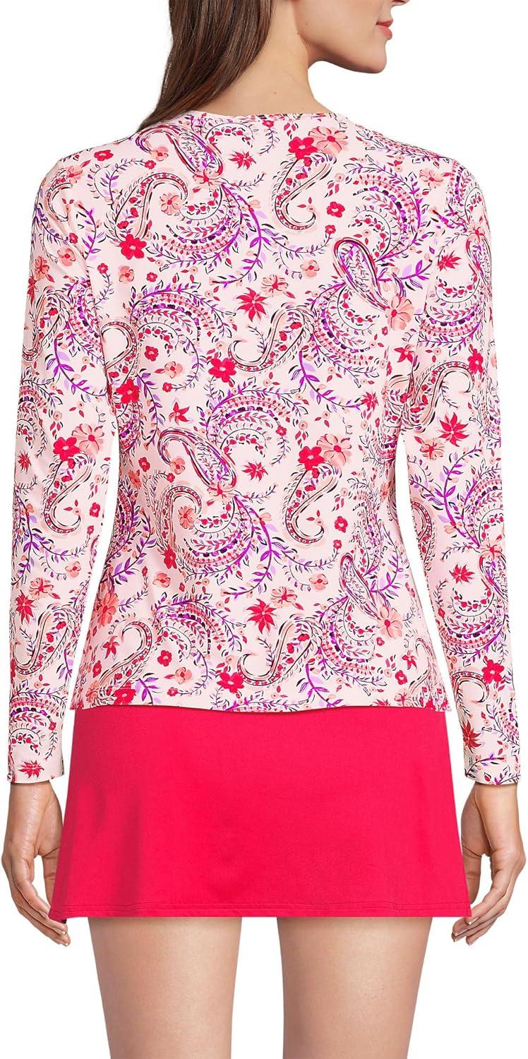 imageLands End Womens Sunshade UPF 50 Long Sleeve Relaxed Rash GuardWood Lily Multi Floral Paisley