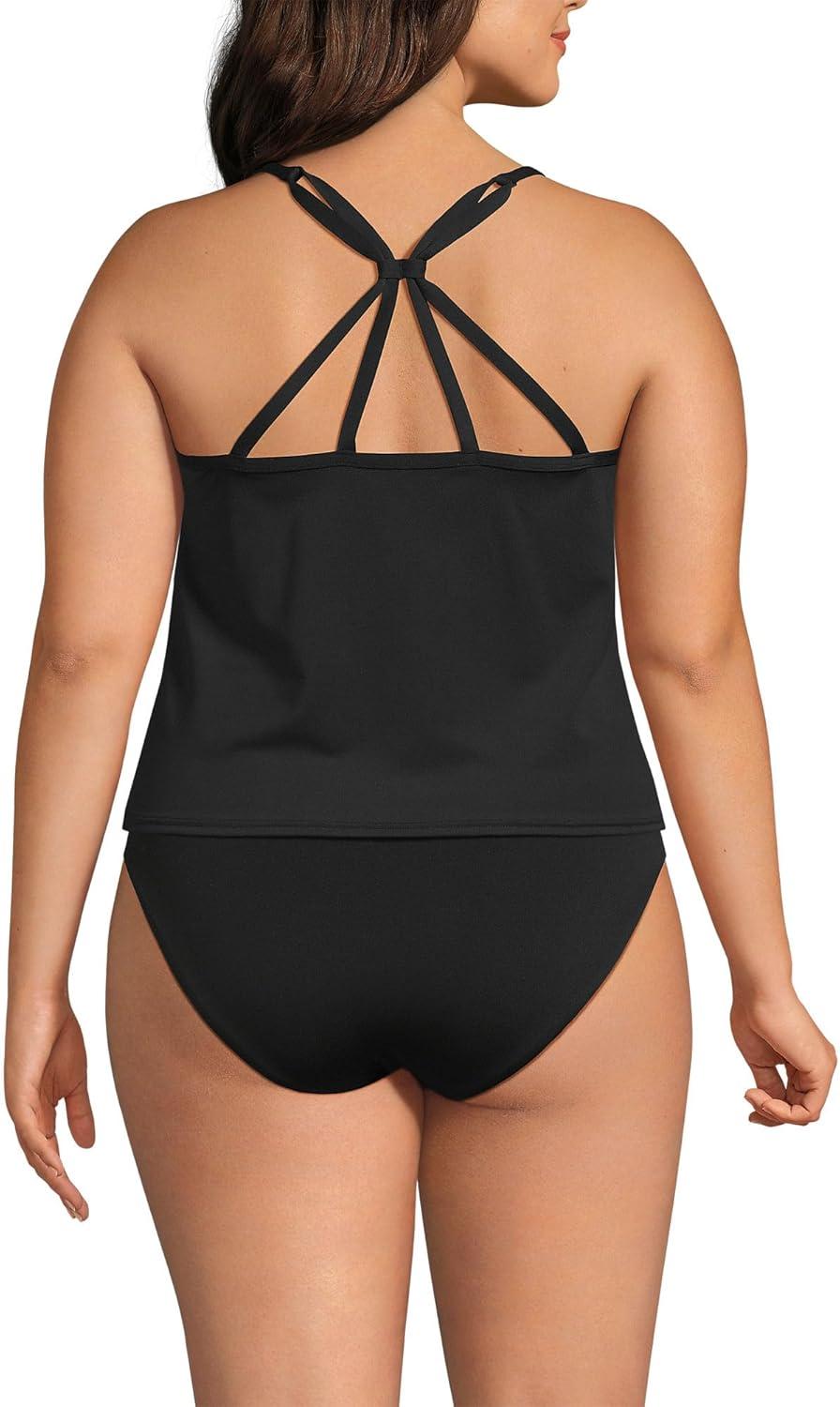 imageLands End Womens Tugless Quickdry Adjustable Strappy Back Tankini TopBlack