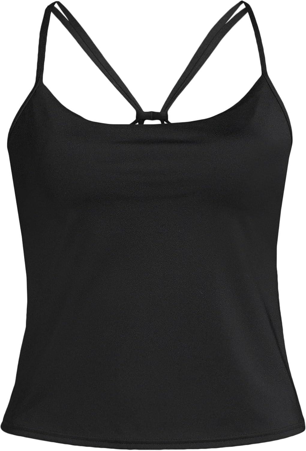 imageLands End Womens Tugless Quickdry Adjustable Strappy Back Tankini TopBlack