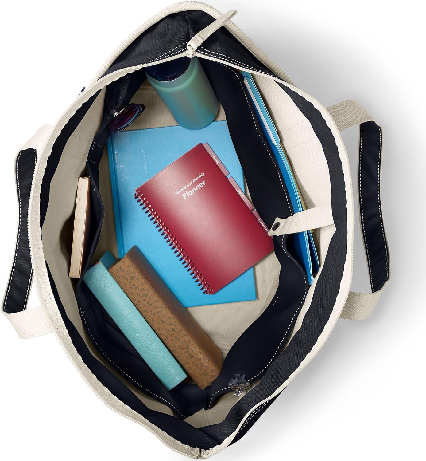 imageLands End Zip Top Canvas Tote BagNaturalBlack