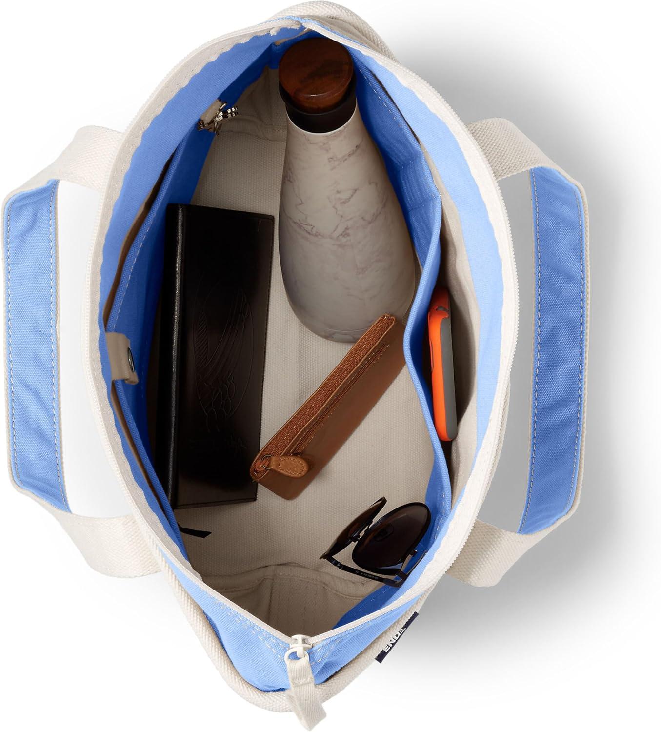 imageLands End Zip Top Canvas Tote BagNaturalClear Blue Sky