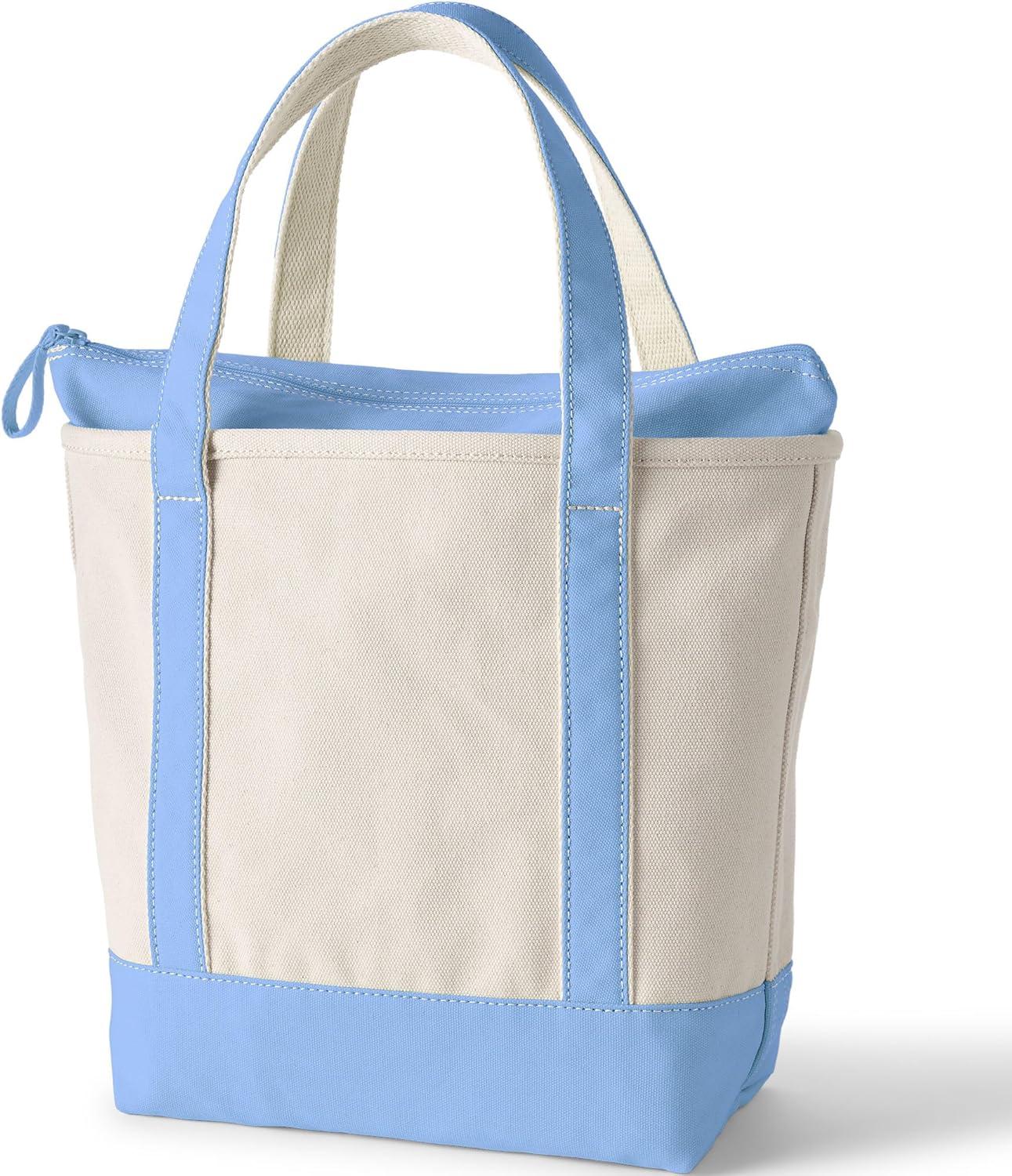 imageLands End Zip Top Canvas Tote BagNaturalClear Blue Sky