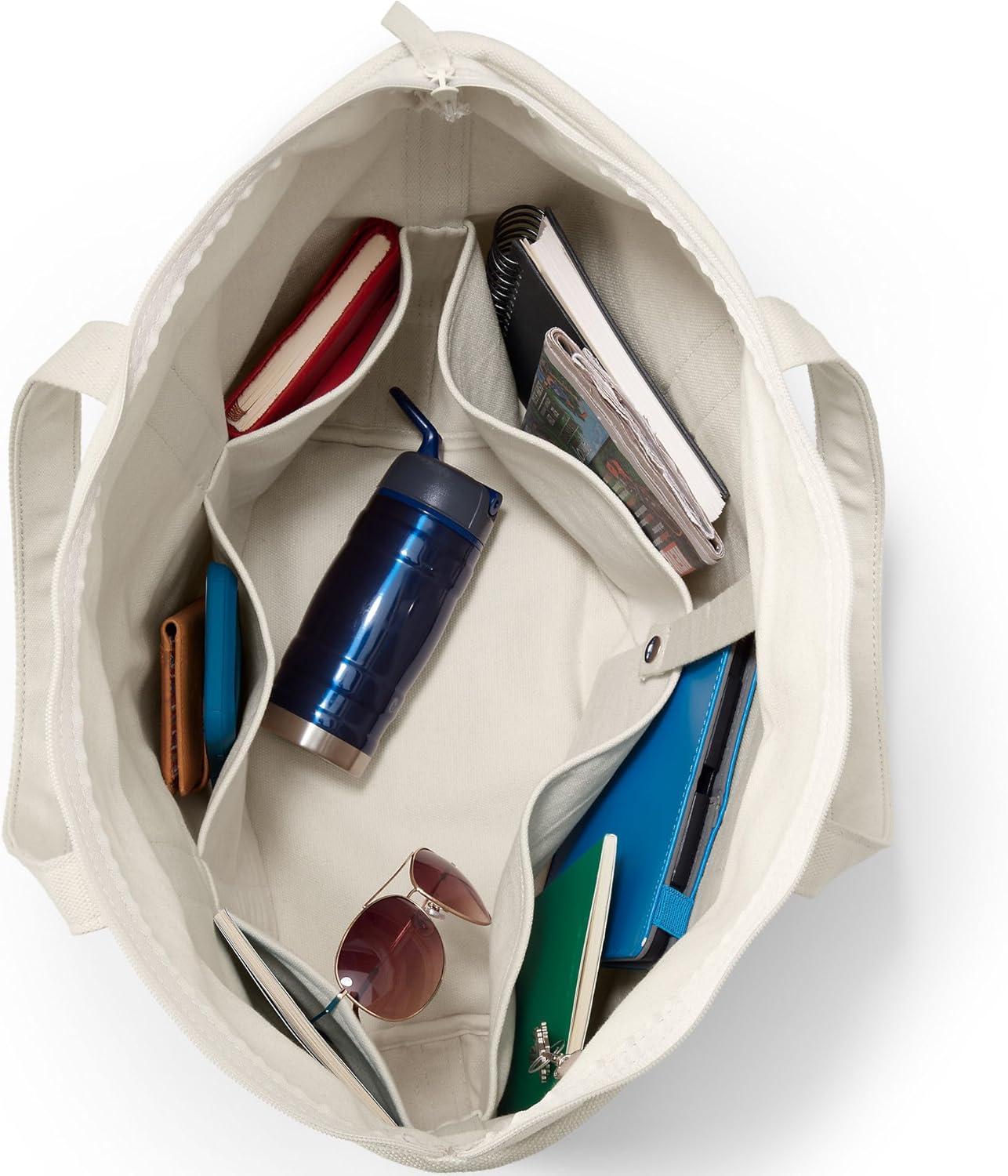 imageLands End Zip Top Canvas Tote BagNaturalNatural