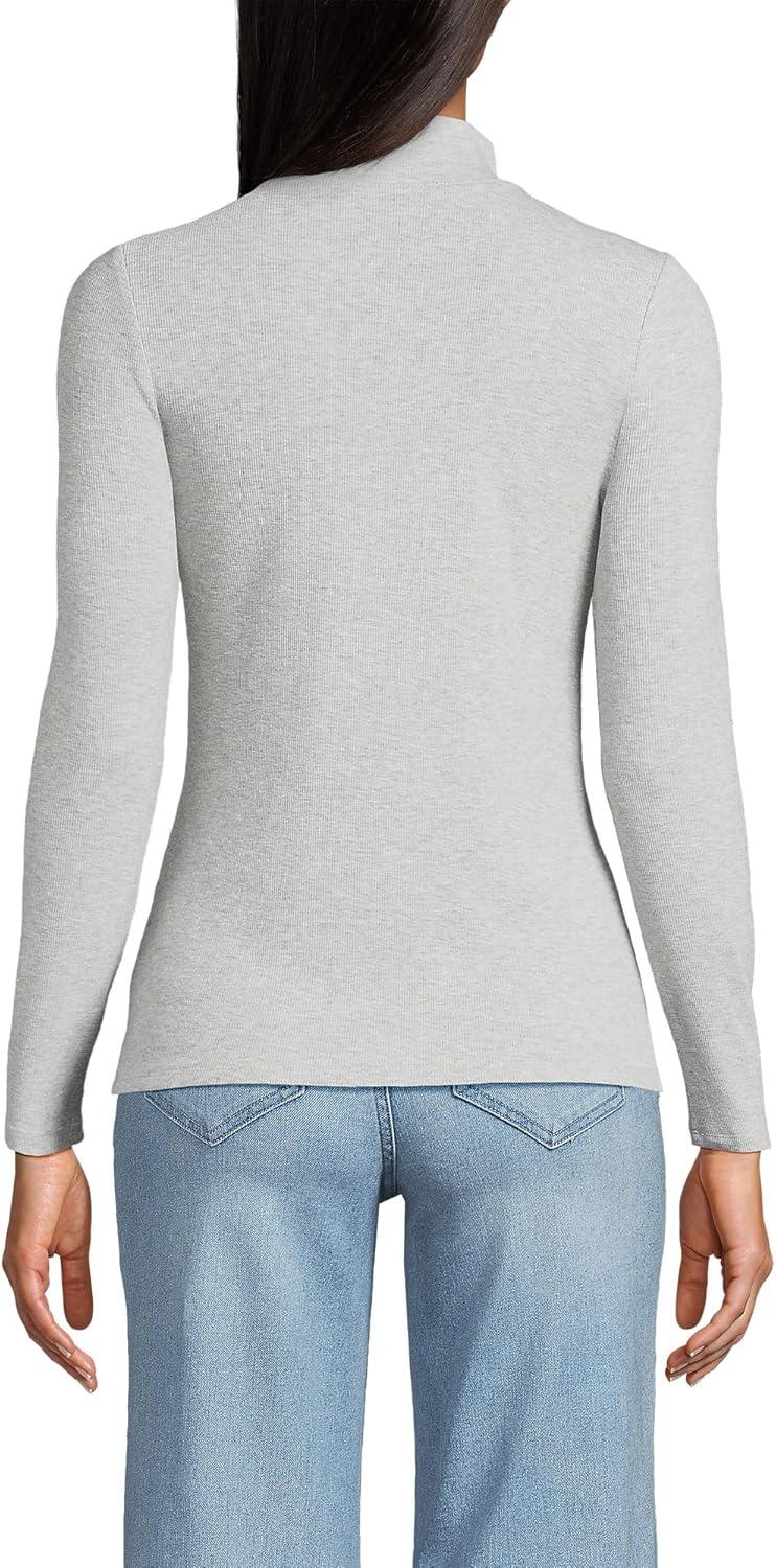 imageWomens Drapey Rib Skimming Long Sleeve Mock Neck ShirtGray Heather