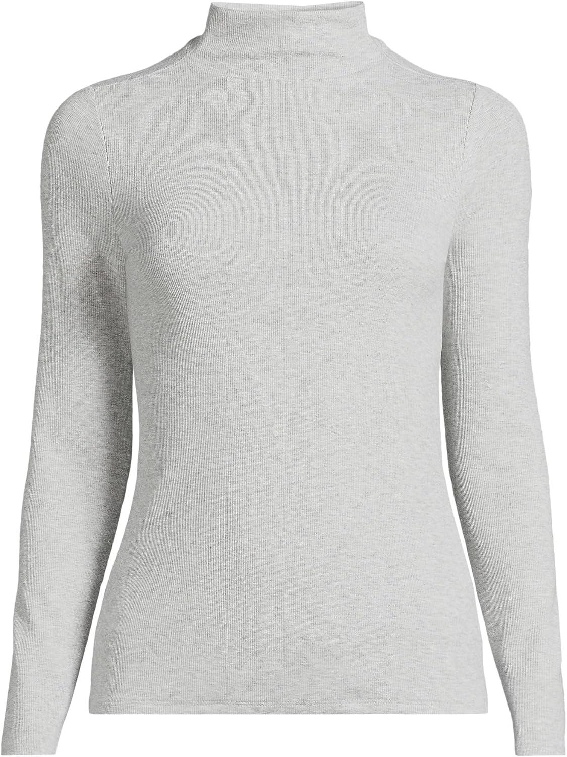imageWomens Drapey Rib Skimming Long Sleeve Mock Neck ShirtGray Heather