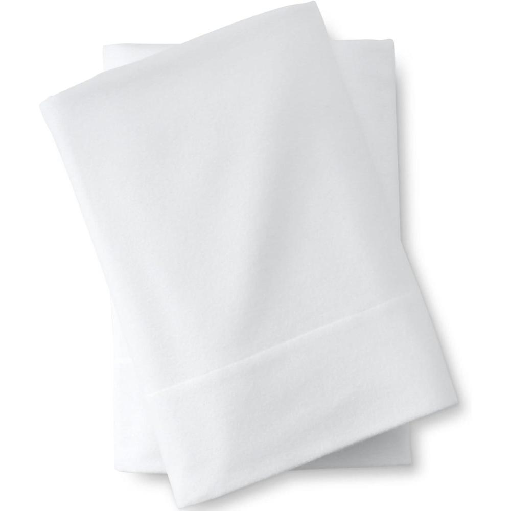 imageLands End 5oz Flannel Solid Sheet Set White California KingWhite