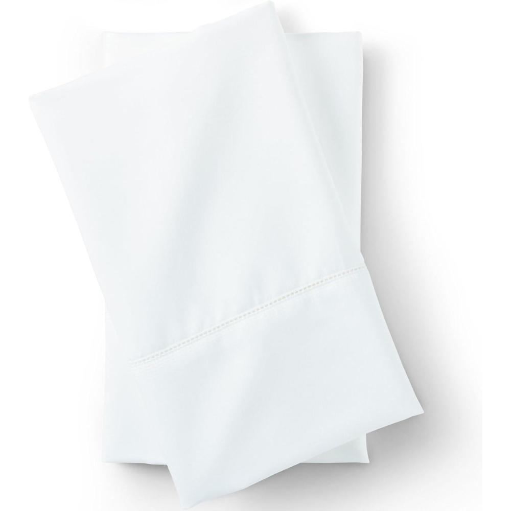 imageLands End 700 Solid Pillowcases Pale Flax KingWhite