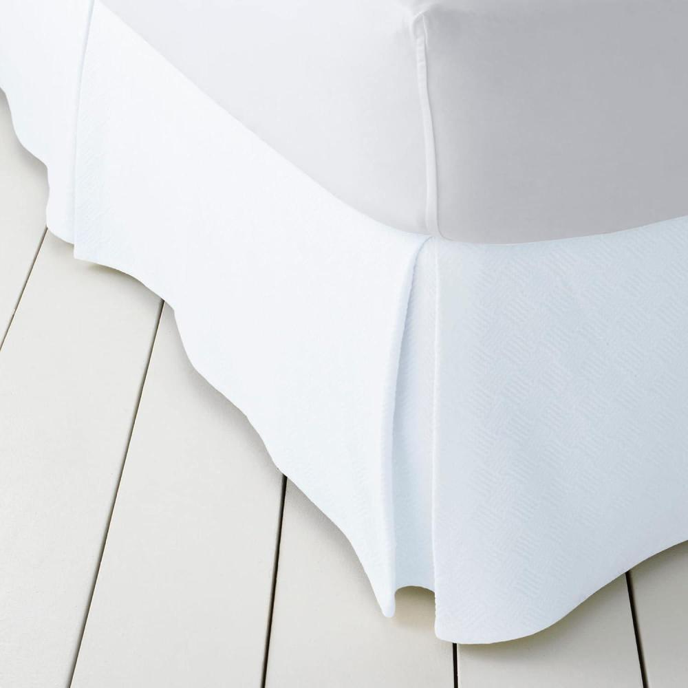 imageLands End Basketweave Matelasse Bedskirt Ivory TwinWhite