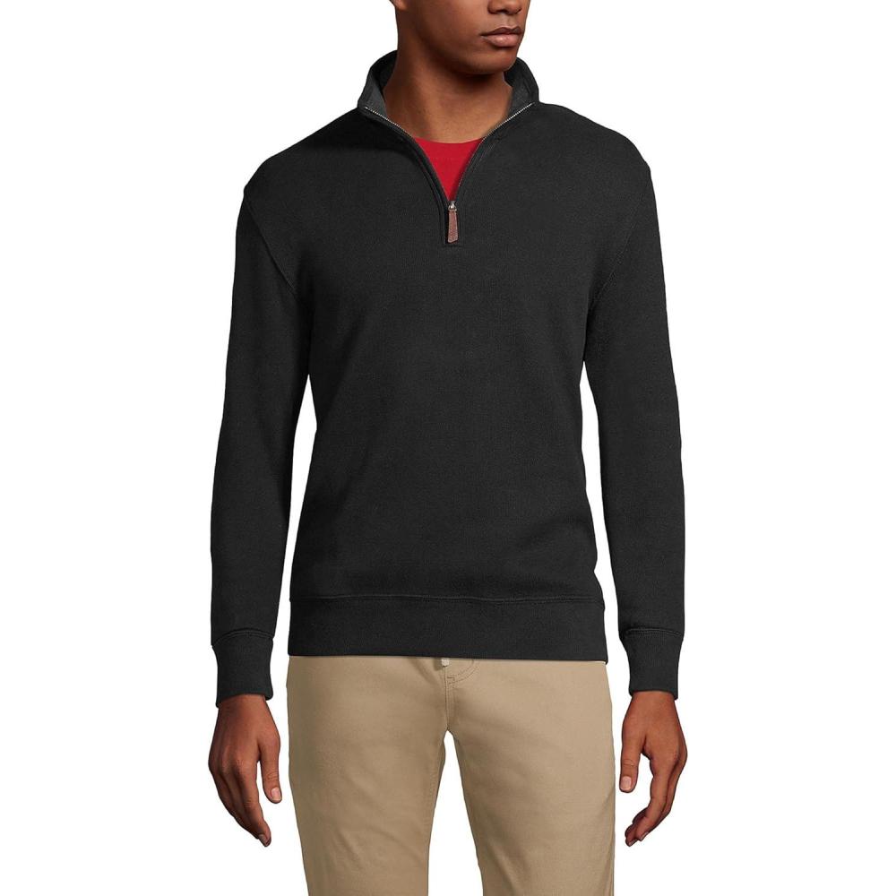 imageLands End Bedford Rib Quarter Zip Pullover SweaterBlack