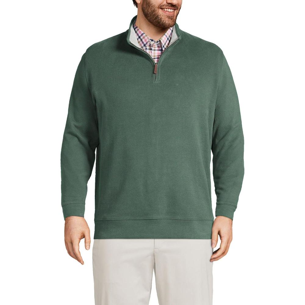 imageLands End Bedford Rib Quarter Zip Pullover SweaterDeep Woodland Green Heather