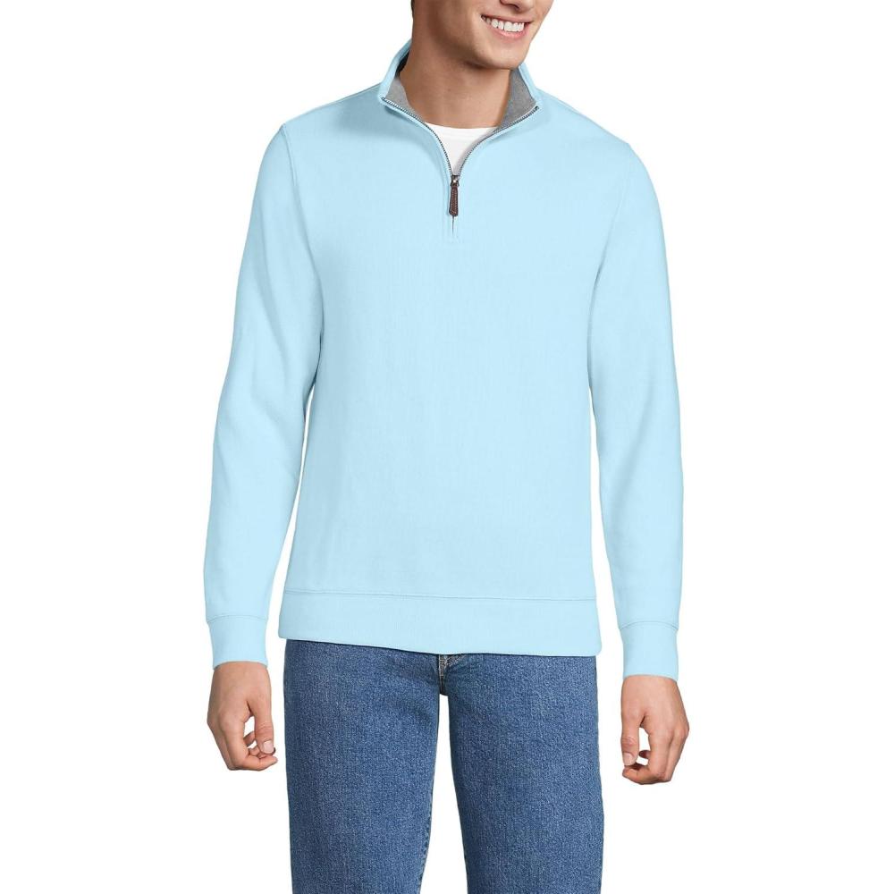 imageLands End Bedford Rib Quarter Zip Pullover SweaterLight Blue Sky