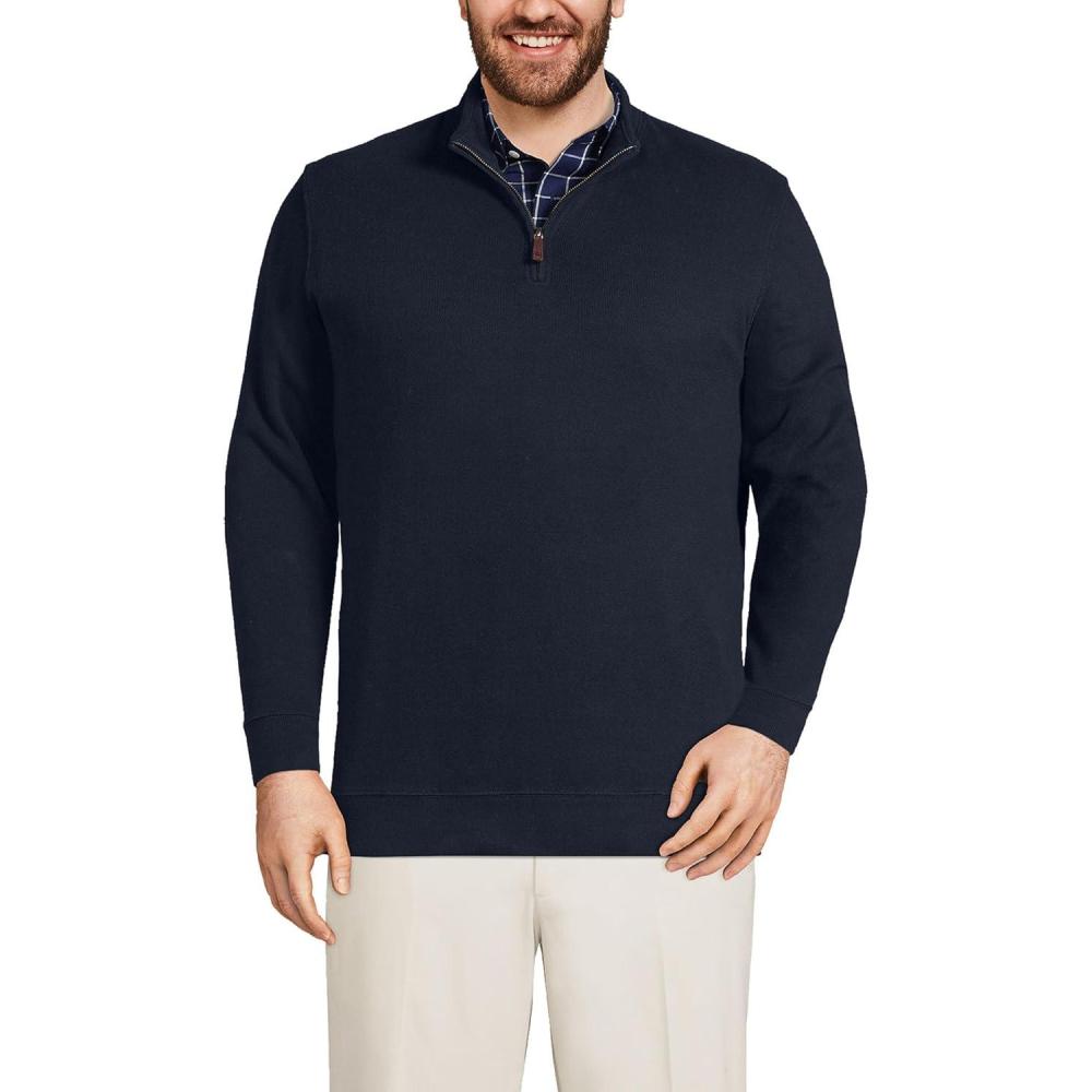 imageLands End Bedford Rib Quarter Zip Pullover SweaterRadiant Navy