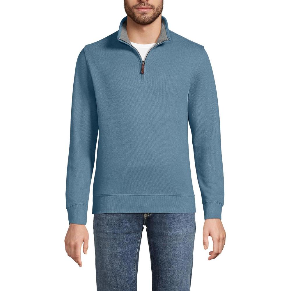 imageLands End Bedford Rib Quarter Zip Pullover SweaterSoft Peacock