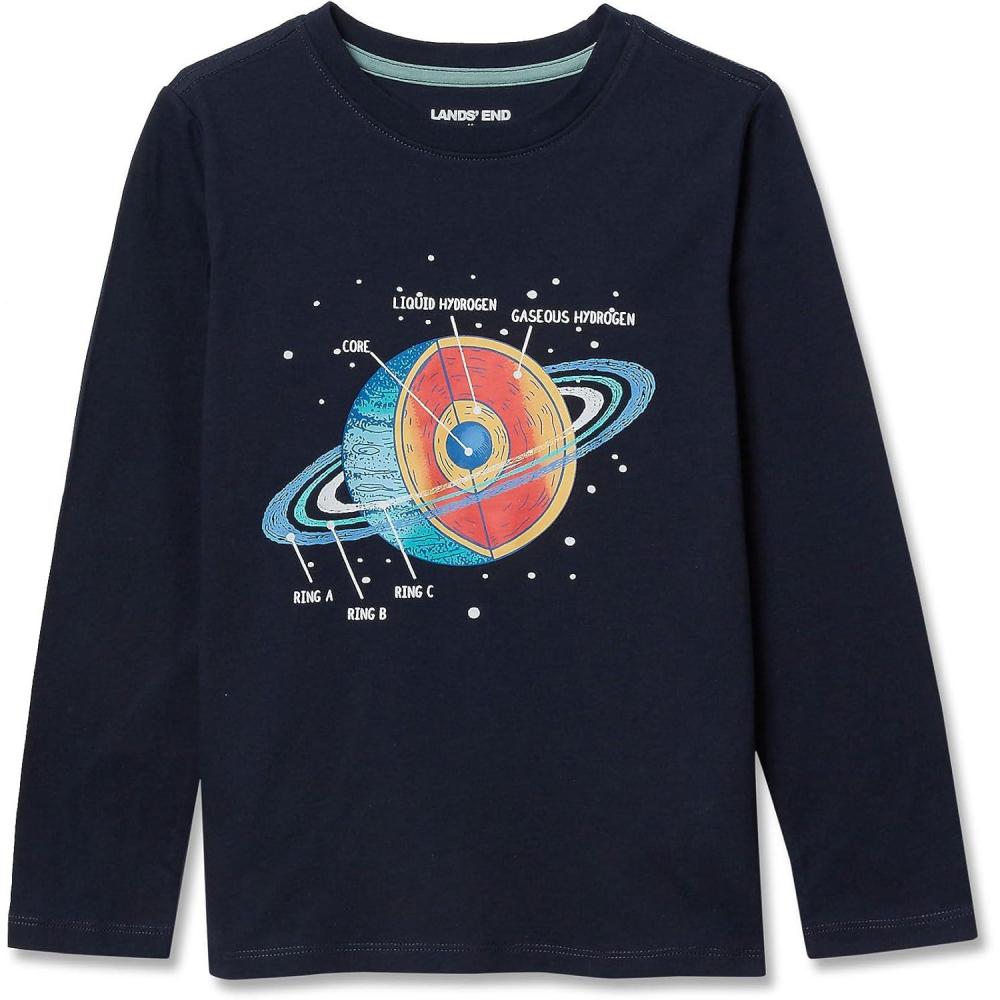 imageLands End Boys Graphic T ShirtClassic Navy Discover