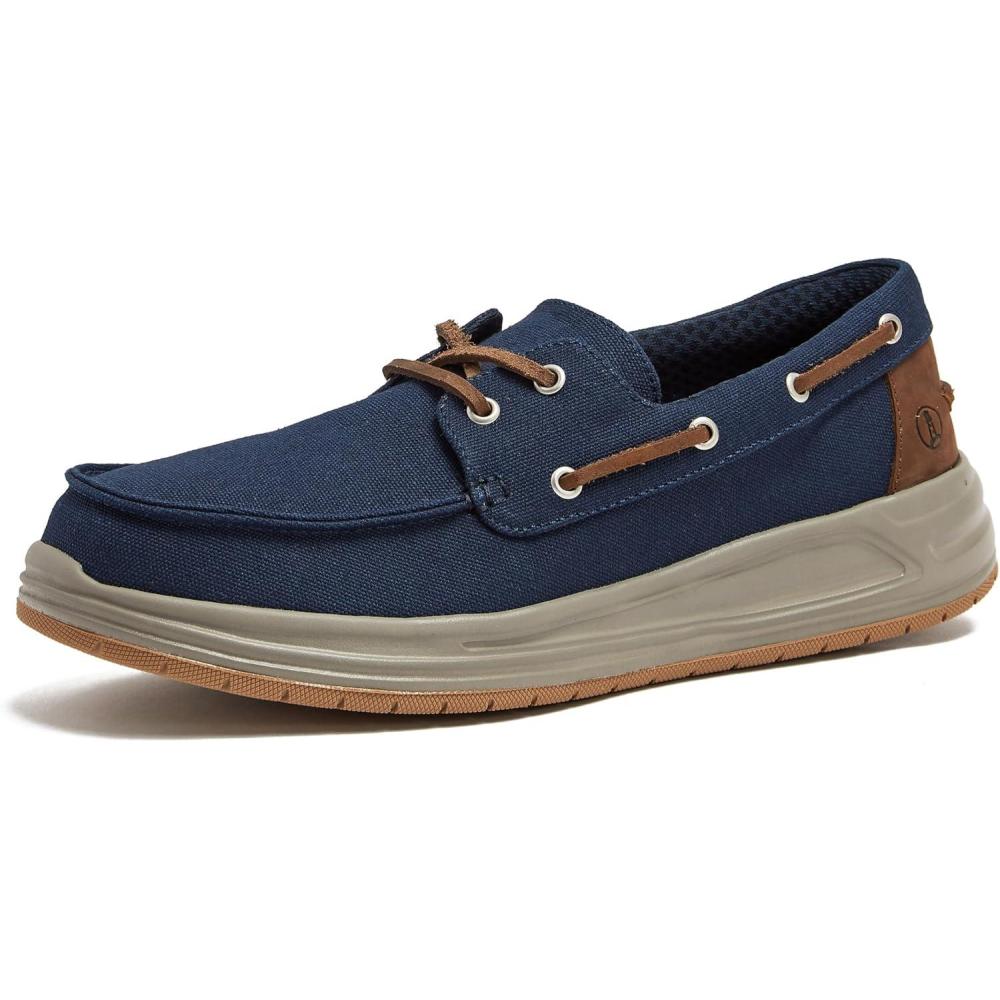imageLands End Canvas Boat Shoes Men Deck Shoes Mens Boat Shoes Slip Ons  Navy Blue Tan Brown or Grey Mens Casual Shoes Size 813Classic Navy