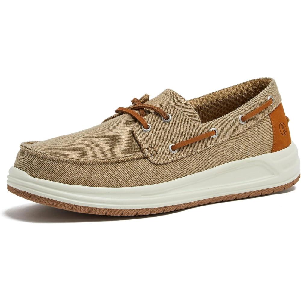 imageLands End Canvas Boat Shoes Men Deck Shoes Mens Boat Shoes Slip Ons  Navy Blue Tan Brown or Grey Mens Casual Shoes Size 813Desert Tan