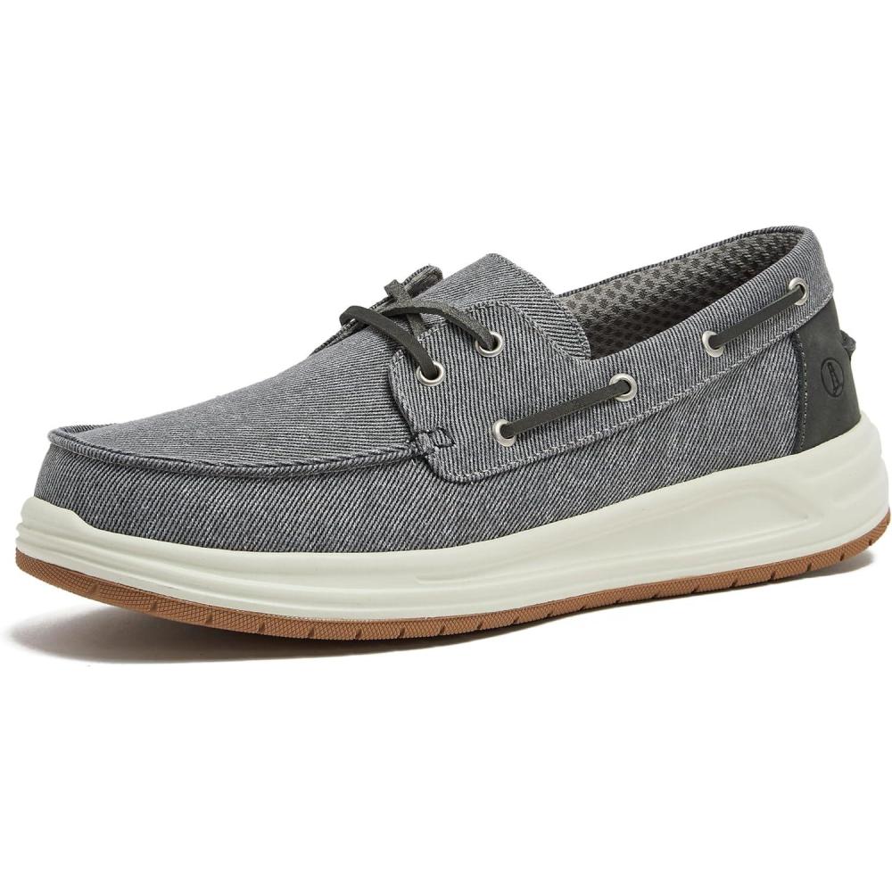 imageLands End Canvas Boat Shoes Men Deck Shoes Mens Boat Shoes Slip Ons Navy Blue Tan Brown or Grey Mens Casual Shoes Size 813Light Graphite