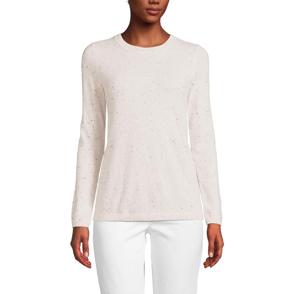 imageLands End Cashmere SweaterIvory Rainbow Donegal