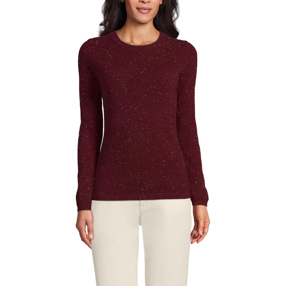 imageLands End Cashmere SweaterRich Burgundy Donegal