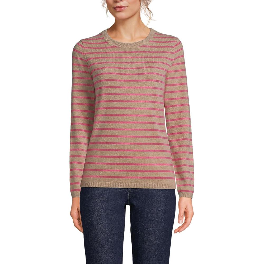 imageLands End Cashmere SweaterVicuna Heather Rose Stripe