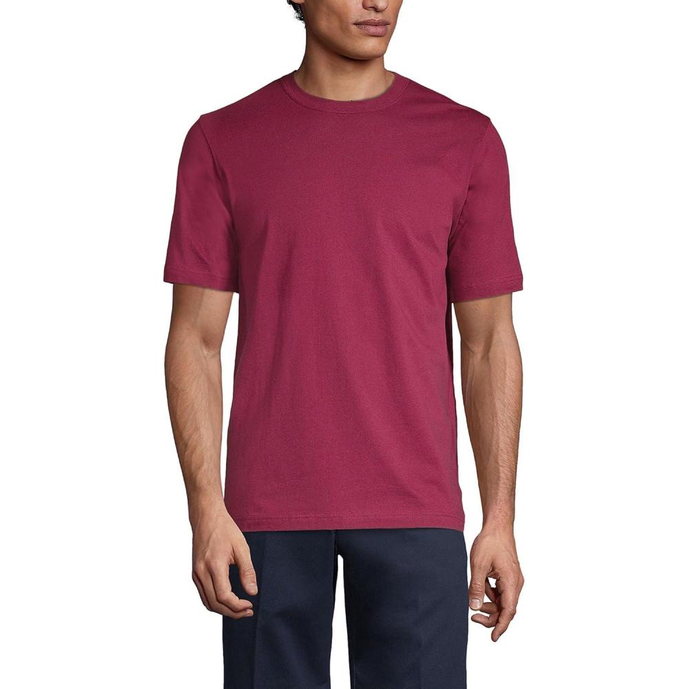 imageLands End Essentials Mens ShortSleeve Soft Cotton TShirt  Relaxed Easy FitBurgundy