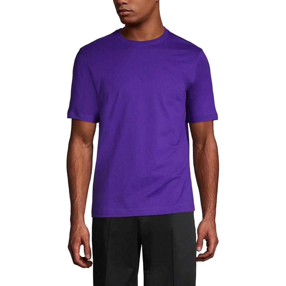 imageLands End Essentials Mens ShortSleeve Soft Cotton TShirt  Relaxed Easy FitDeep Purple
