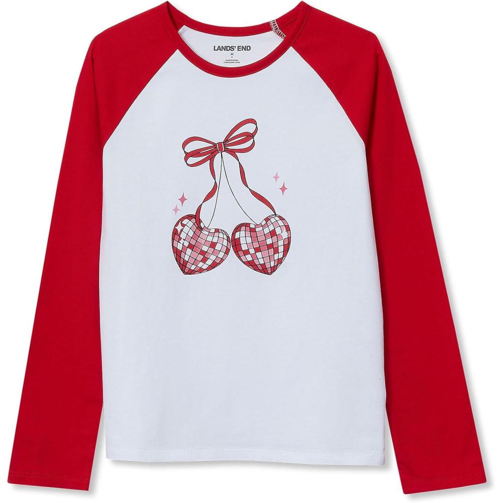 imageLands End Girls Graphic Tee ShirtApple Red Disco Cherries