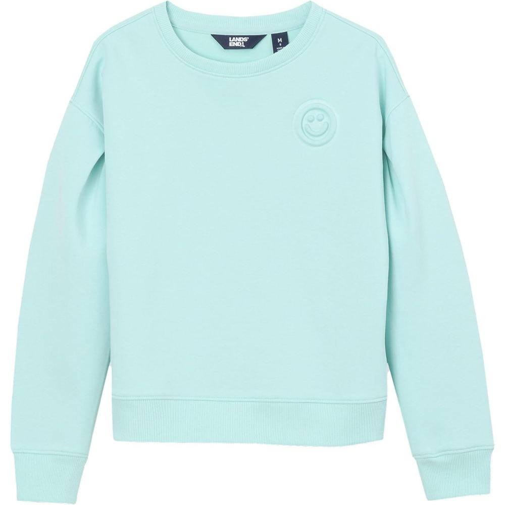 imageLands End Girls Knit Crewneck SweatshirtAruba Blue