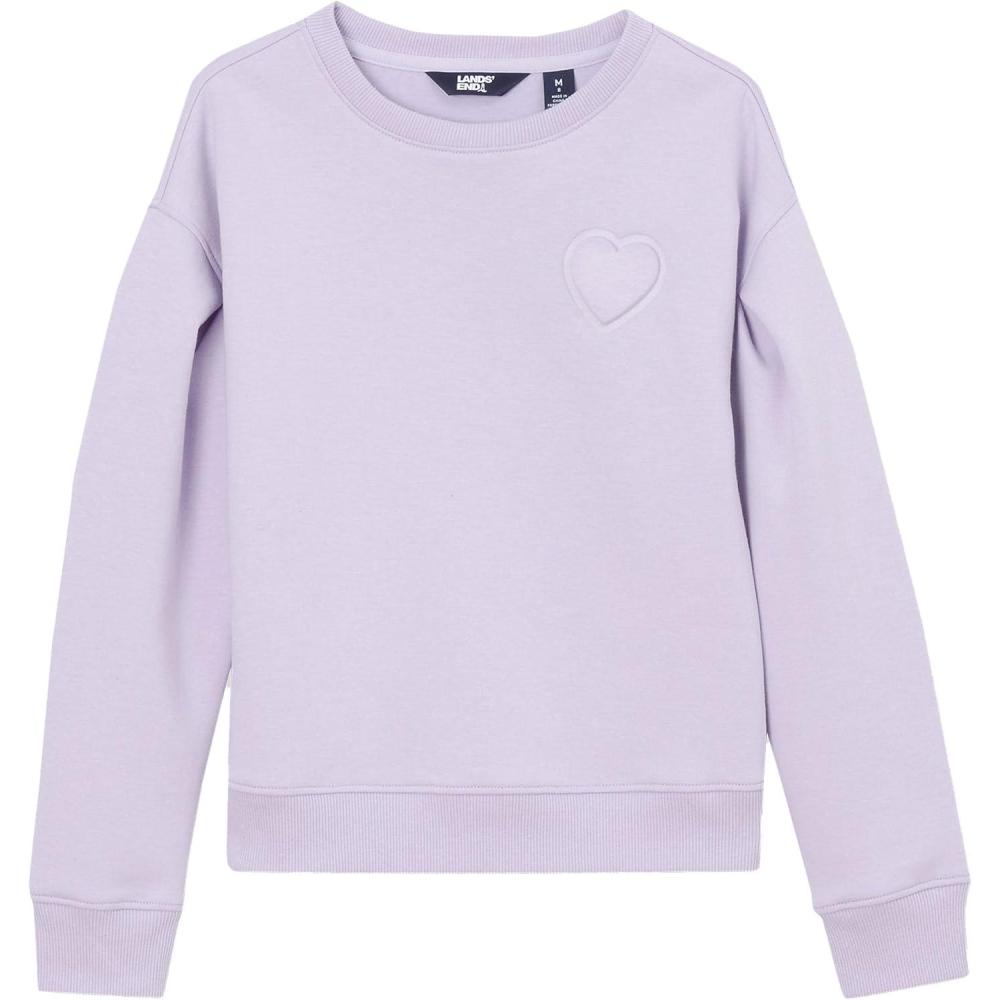 imageLands End Girls Knit Crewneck SweatshirtPastel Lilac