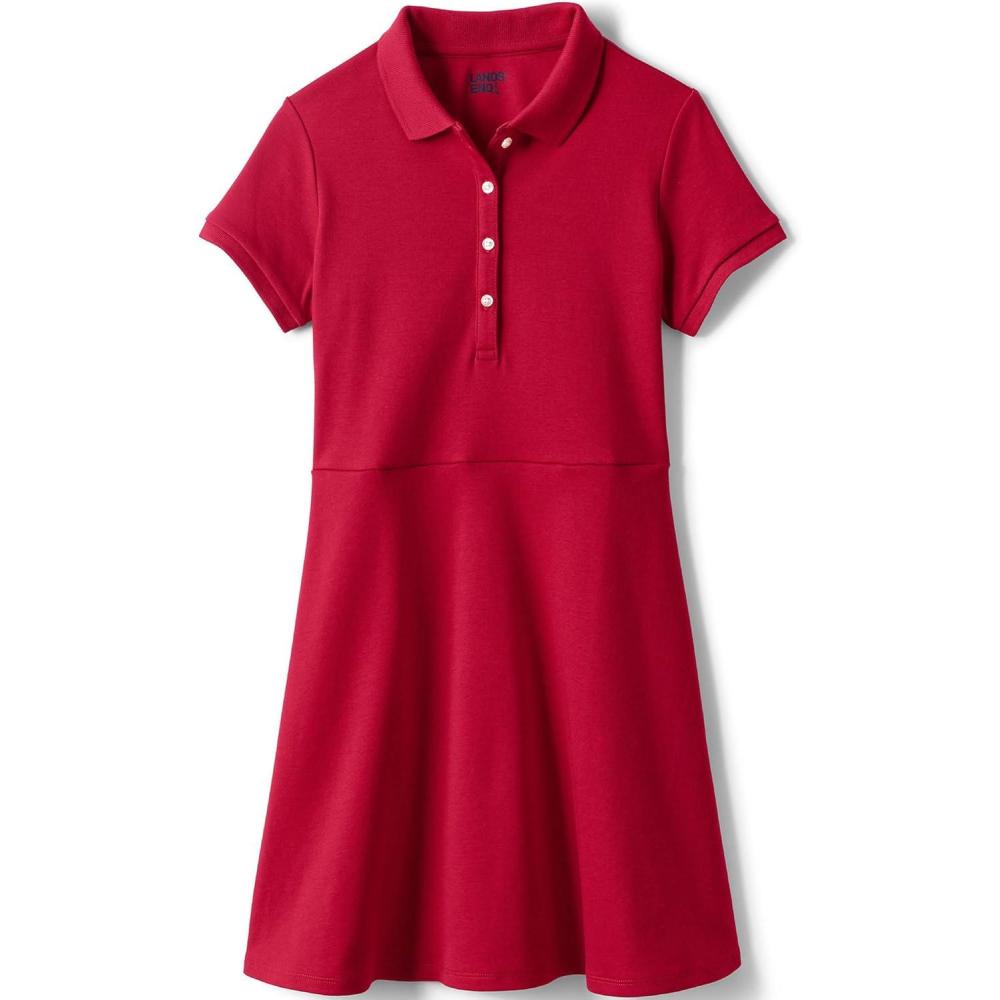 imageLands End Girls Short Sleeve Interlock Polo DressRed