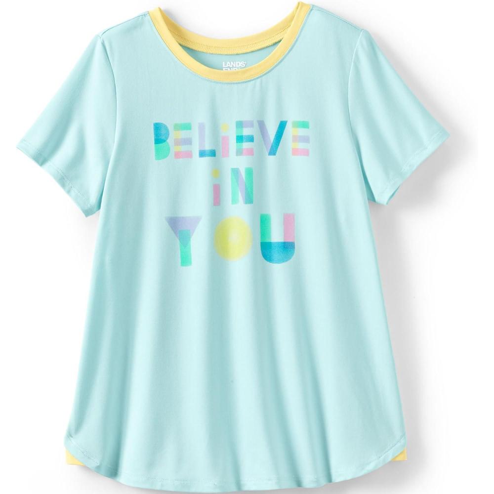 imageLands End Girls Short Sleeve Performance TeeAqua Ice Believe You