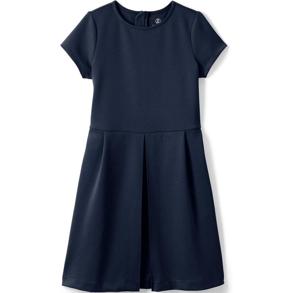 imageLands End Girls Short Sleeve Ponte DressClassic Navy