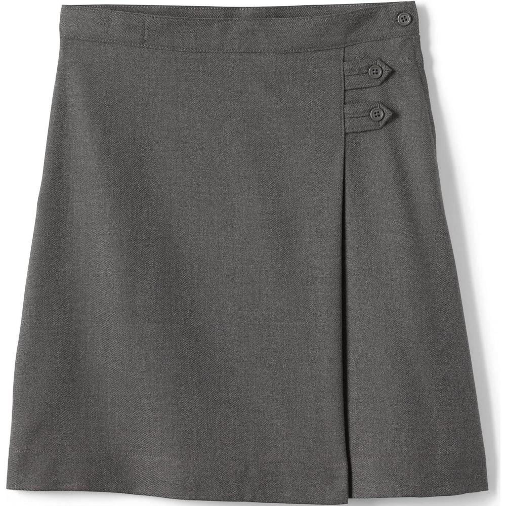 imageLands End Girls Slim Solid Aline Skirt Below The KneeGray