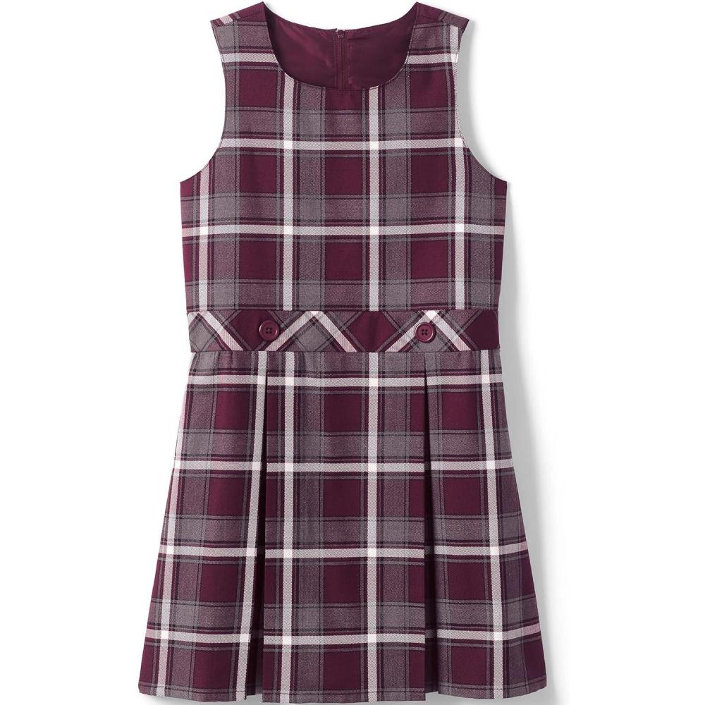 imageLands End Girls Uniform Plaid JumperBurgundyGray Plaid