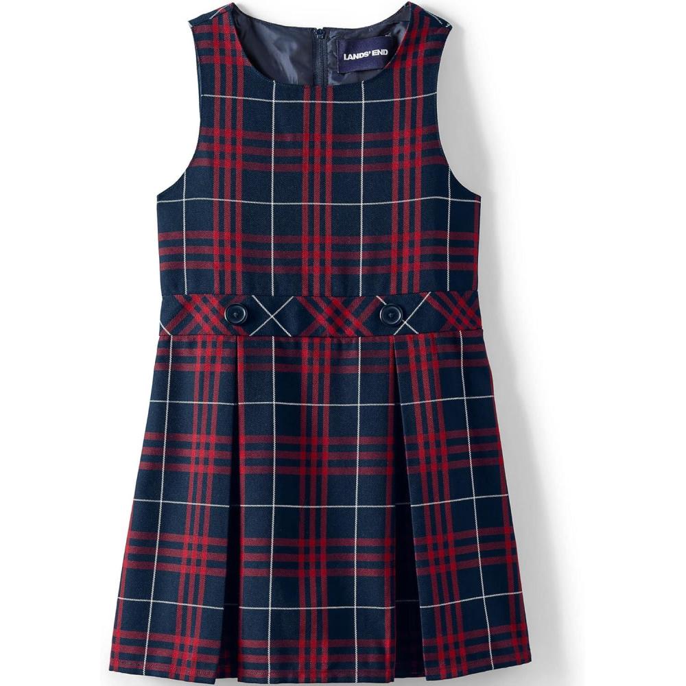 imageLands End Girls Uniform Plaid JumperClassic Navy Large Plaid